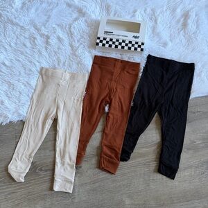 Ribbed Bamboo Leggings (3 Pack)-Neutral Solids